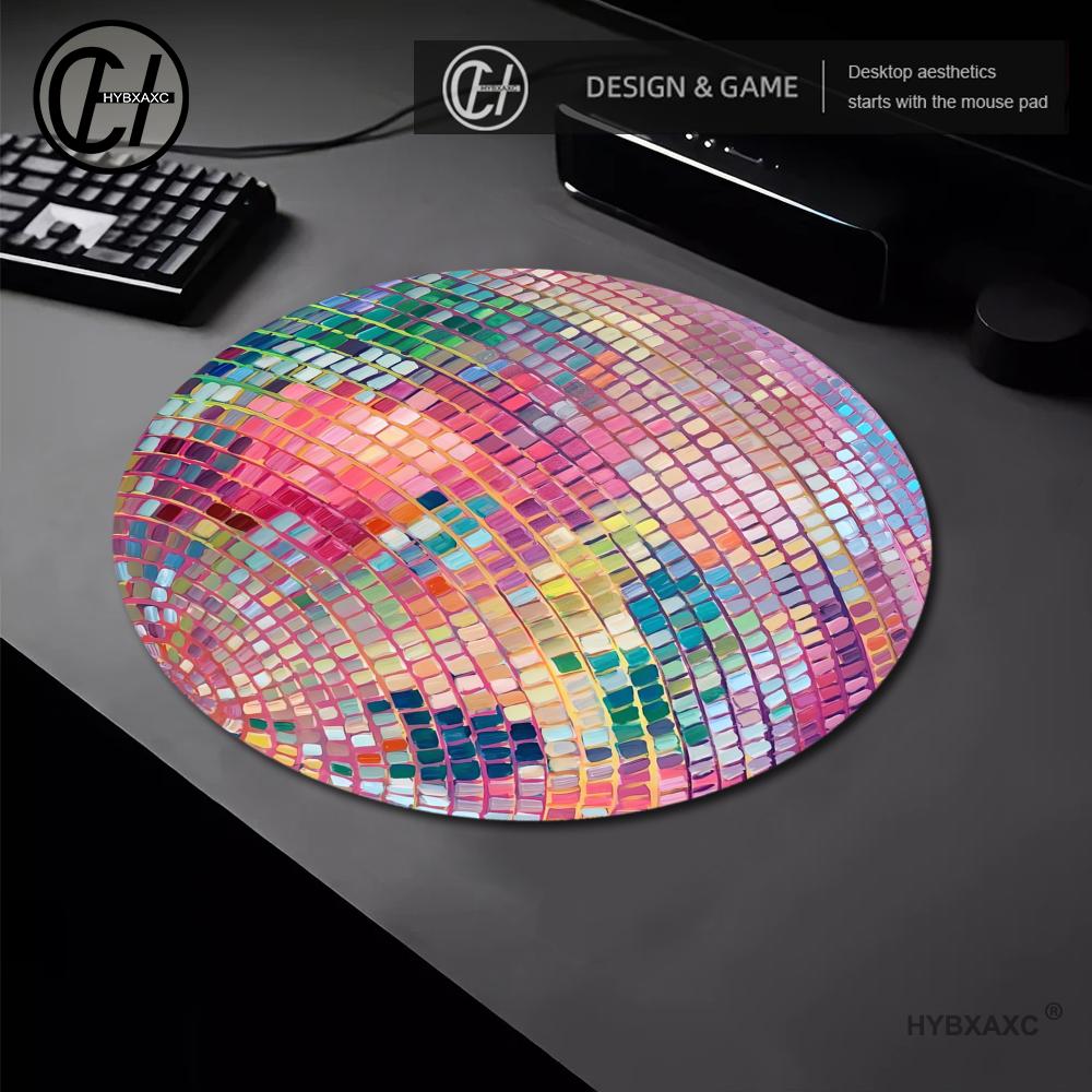 Laptop Accessories Pink - 고무 원형 핑크 디스코볼 마우스 패드