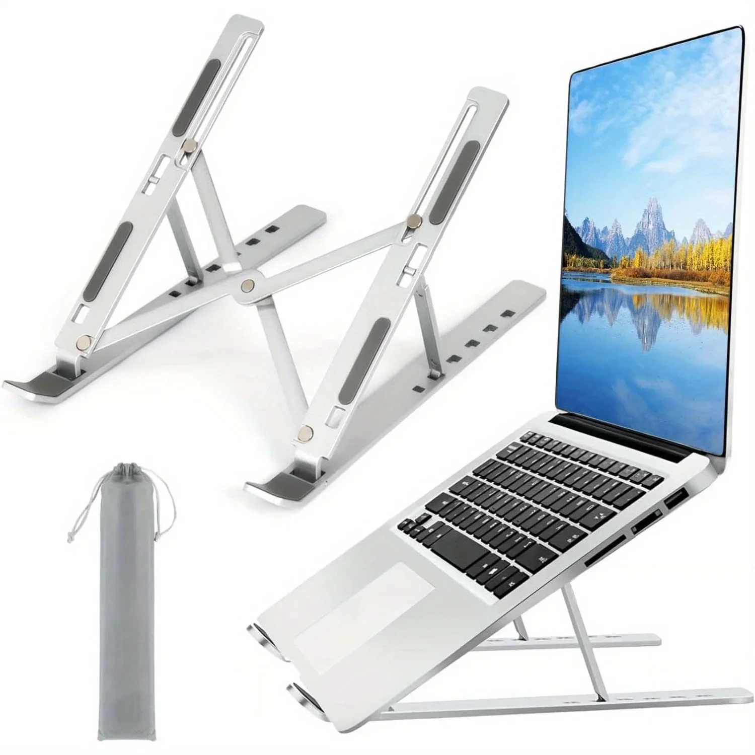Laptop Stand Riser - 접이식 알루미늄 노트북 받침대, 인체공학적 냉각