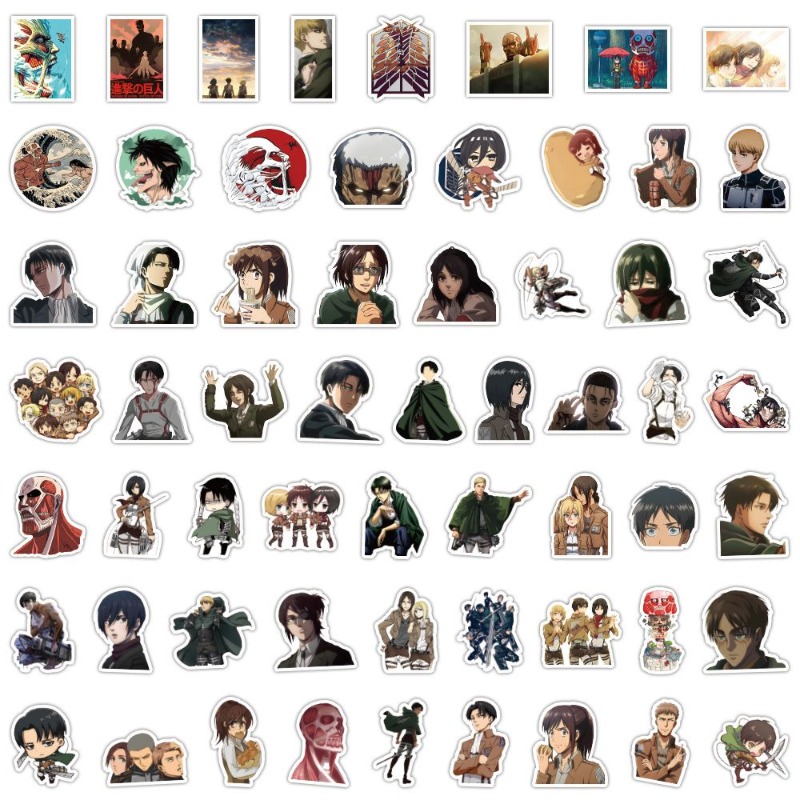 Laptop Accessories All - 60Pcs 진격의 거인 애니메이션 스티커 귀여운