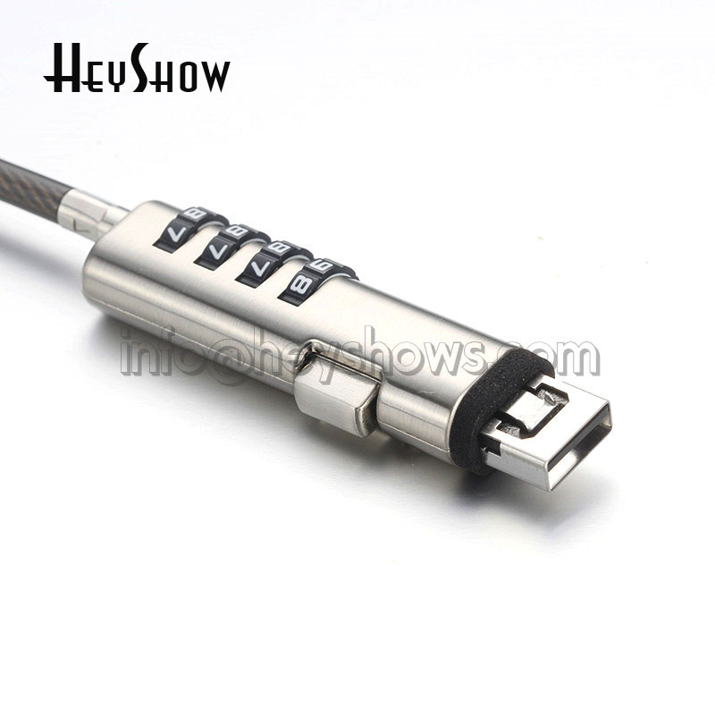 Laptop Lock Cable - 4자리 비밀번호 보호 USB 포트 노트북