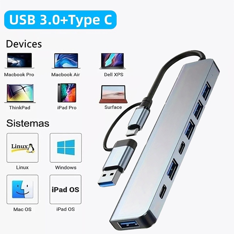 Laptop Accessories For Programmers - 2 in 1 USB3.0 허브 7포트