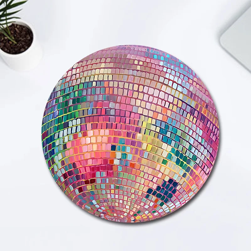 고무 원형 핑크 디스코볼 마우스 매트 - 사무실 노트북 - Laptop Accessories Pink 리뷰 및 가격