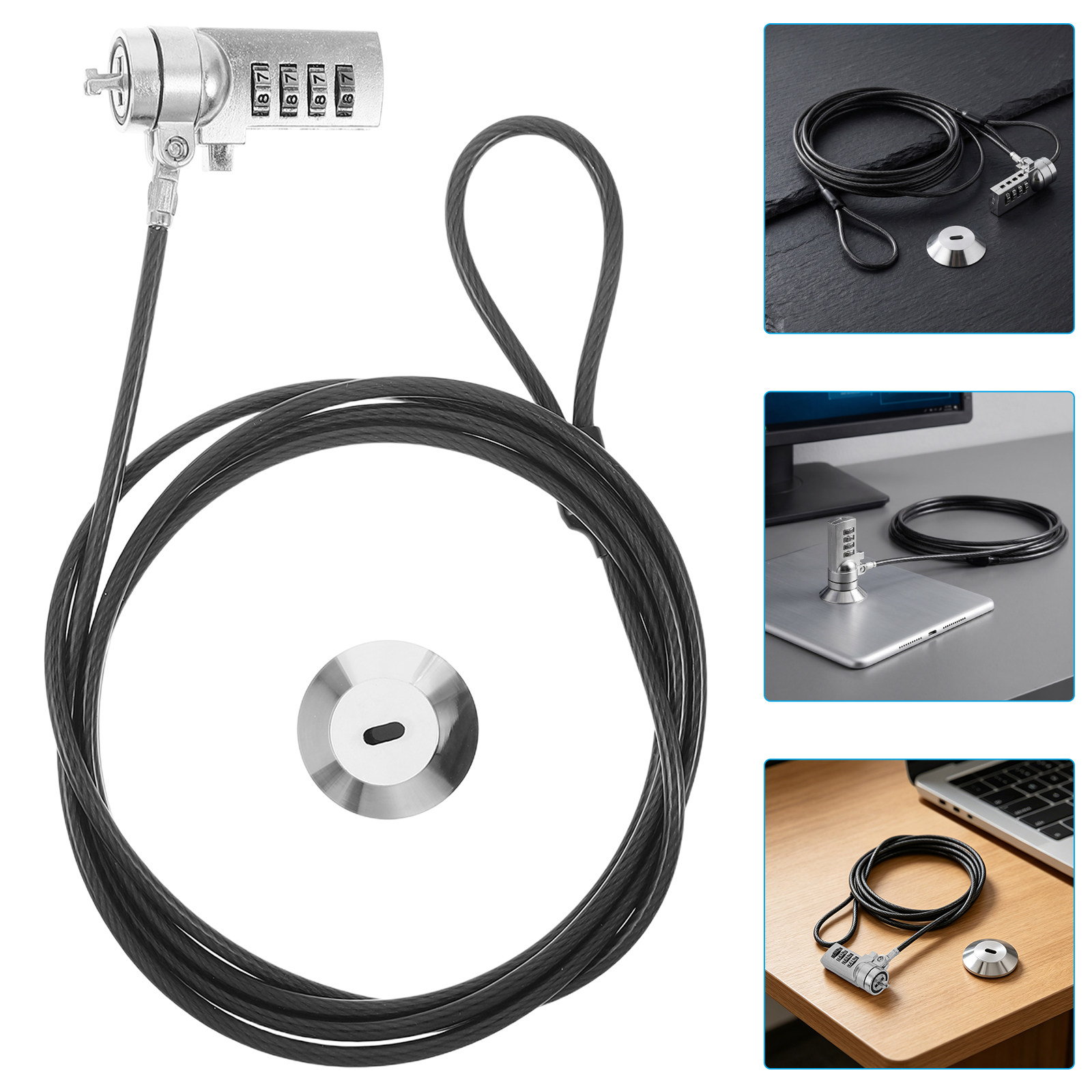 1세트 노트북 콤비네이션 잠금장치 6피트 스틸 케이블  - Laptop Lock Cable 리뷰 및 가격