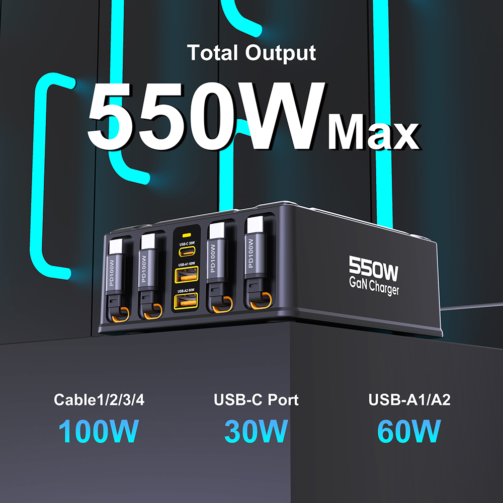 550W 7-in-1 충전 스테이션 (100W 접이식  - Laptop Lock Cable 리뷰 및 가격