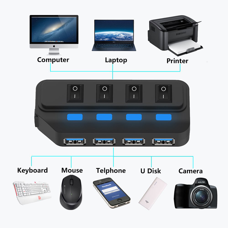 4 포트 USB 3.0 허브 5Gbps 고속 확장기 P - Laptop Accessories For Programmers 리뷰 및 가격